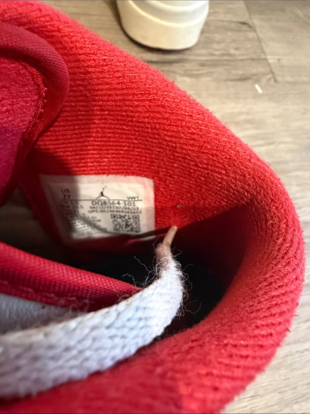 Jordan Kids White and Red Mid-Top Sneakers - Picture 5 of 6